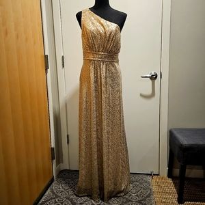 Gold sequin full length gown by David's Bridal